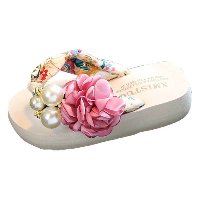 Summer New Non-slip Children's Flip-flops Girls Fashion Beach Shoes Pinch Sandals Female Flowers Slippers Women Wear