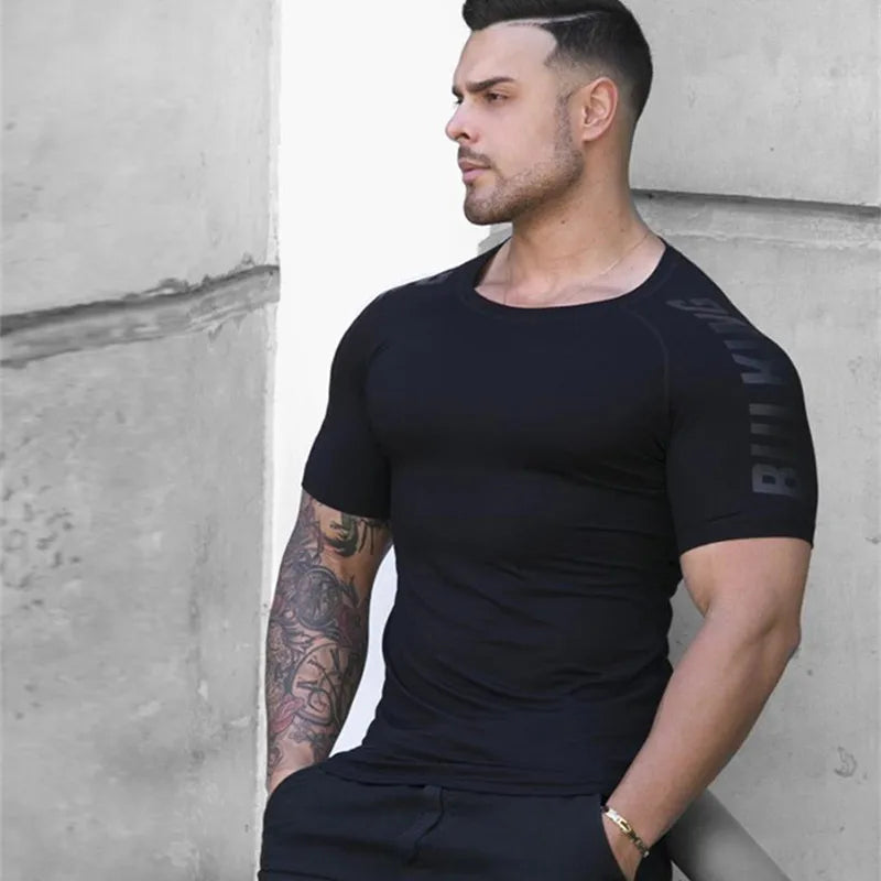 New large-type Men Compression T-shirt men Sporting Skinny Tees Shirt Male Gyms Running T-shirt Fitness Sports t-shirts men tops