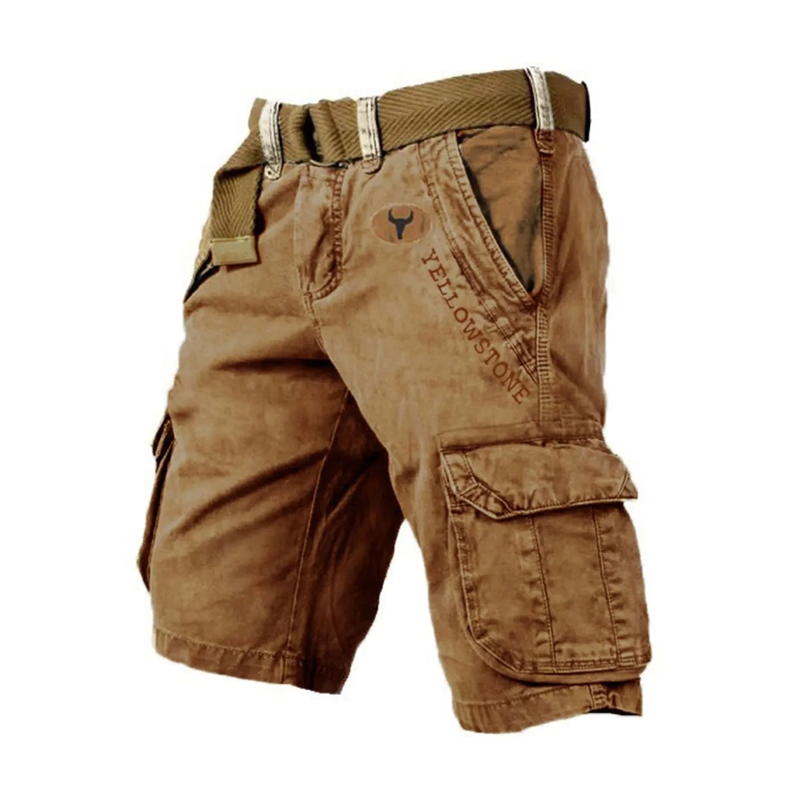 Retro Mens Shorts Overalls Sport Loose Wear Five Quarter Casual Pants With Pockets Summer Cargo Shorts For Man Ropa Hombre