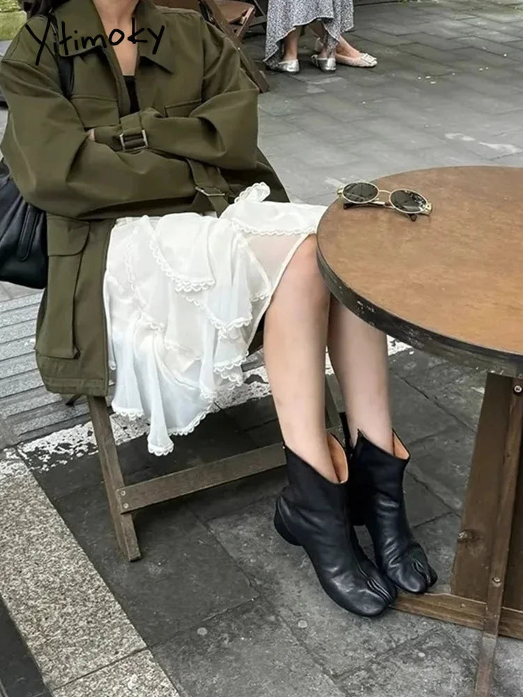 Fashion Skirts for Women Vintage Sexy Casual Skirts Solid Lace Asymmetrical High Waist Sweet Mini 2025 New Spring Summer Skirts