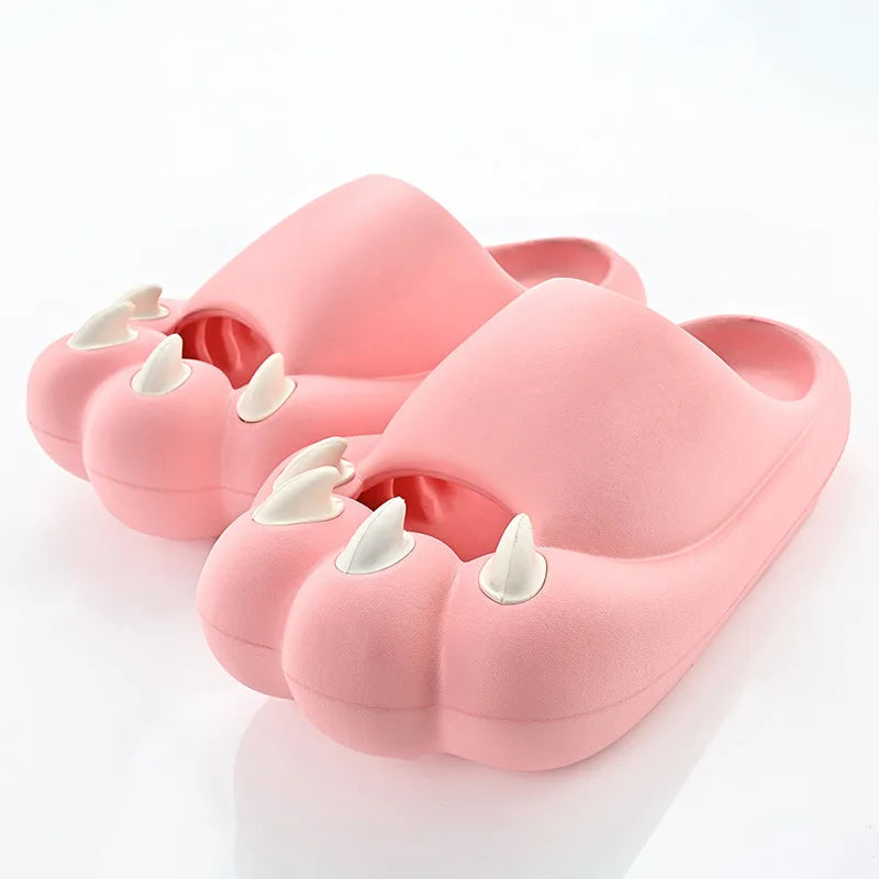 Women's Summer Slippers 2025 Beach Cute Cat's Paw Slippers Ladies Casual Comfort Flats Flip Flops Couple Home Slides Sandal