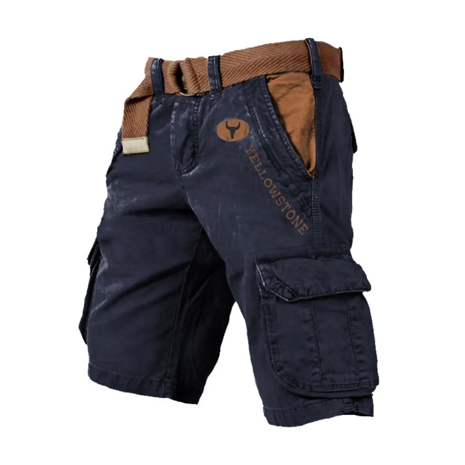 Retro Mens Shorts Overalls Sport Loose Wear Five Quarter Casual Pants With Pockets Summer Cargo Shorts For Man Ropa Hombre