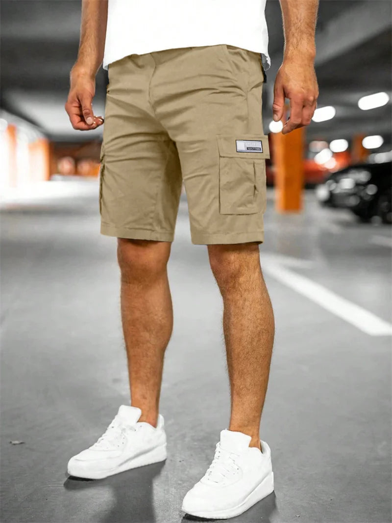 2025 New Men's Casual Cargo Shorts Outdoor Fashion Summer Loose Breathable Solid Color Multiple pockets Cargo men Woven Shorts