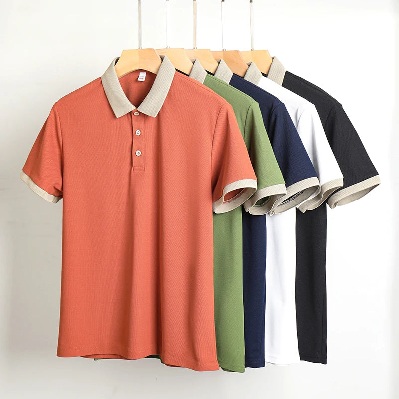 High Quality Summer Short Sleeved T-shirt for Men's Business and Casual Polo Shirt with A Collar and Half Sleeves, Cool Top