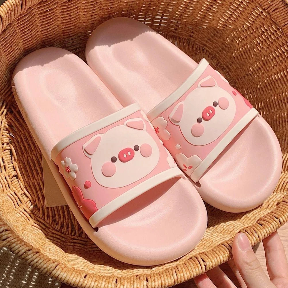 Thick Sole Women Slippers Personality Animals Design Slides Bathroom Beach Indoor Sandals Summer Couple Shoes
