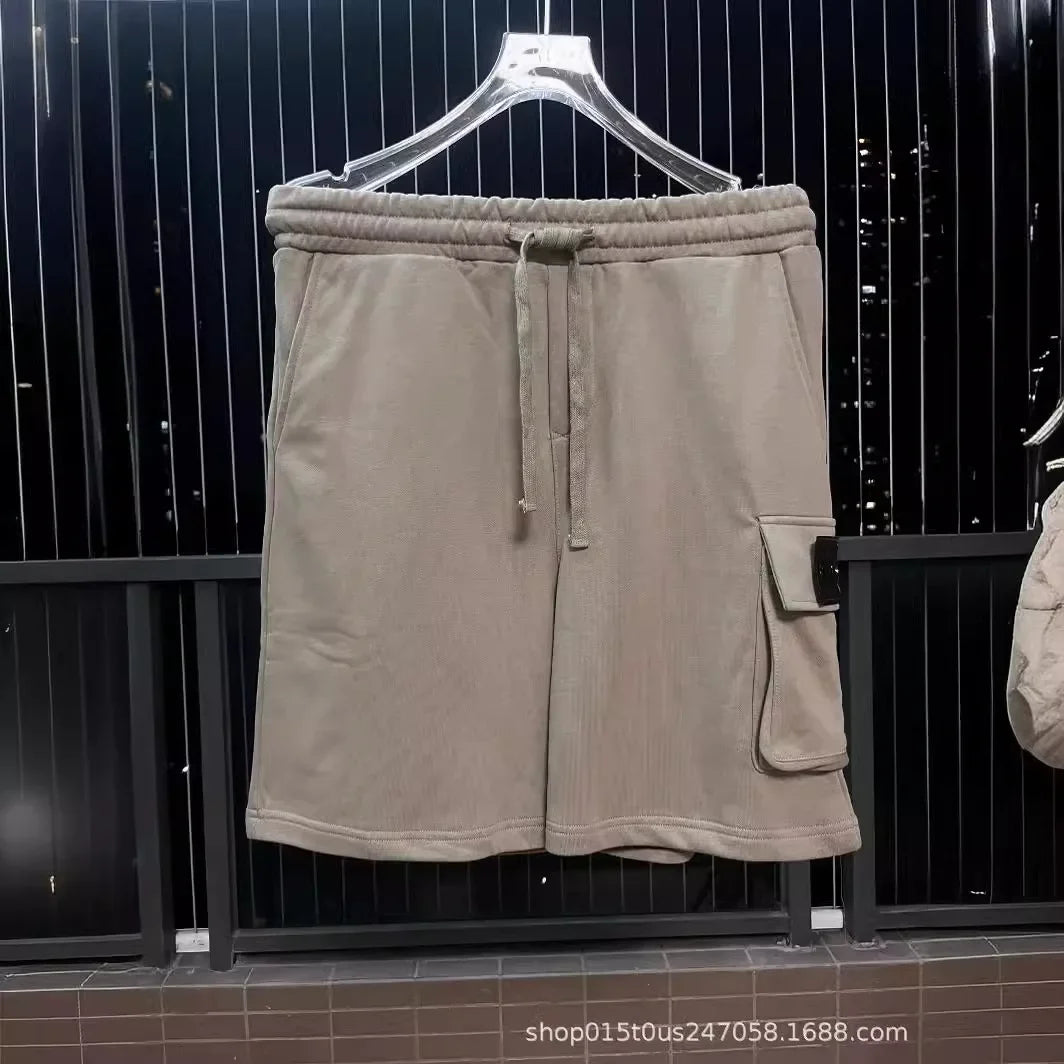 Cross-border Stone Men's Women's Casual Shorts Summer New Pocket Sleeve Basic Style Trendy Fashion Short Pants
