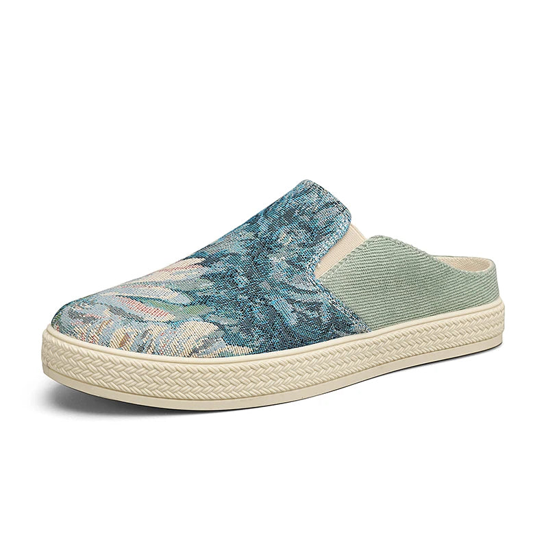 Men's canvas slippers summer outdoor anti-slip soft-sole fashion youth casual slippers driving sandals Joker tide half slippers