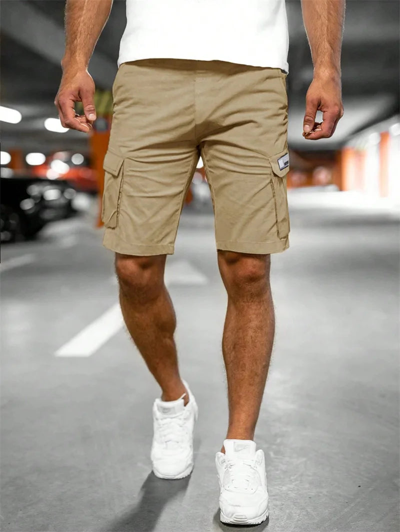 2025 New Men's Casual Cargo Shorts Outdoor Fashion Summer Loose Breathable Solid Color Multiple pockets Cargo men Woven Shorts