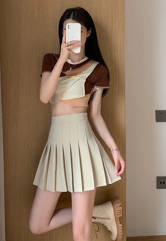 Summer High Waist Pleated Skirt Women Saias Vintage Sexy Mini Skirts Faldas Harajuku Casual Jupe Streetwear Woman Clothes New