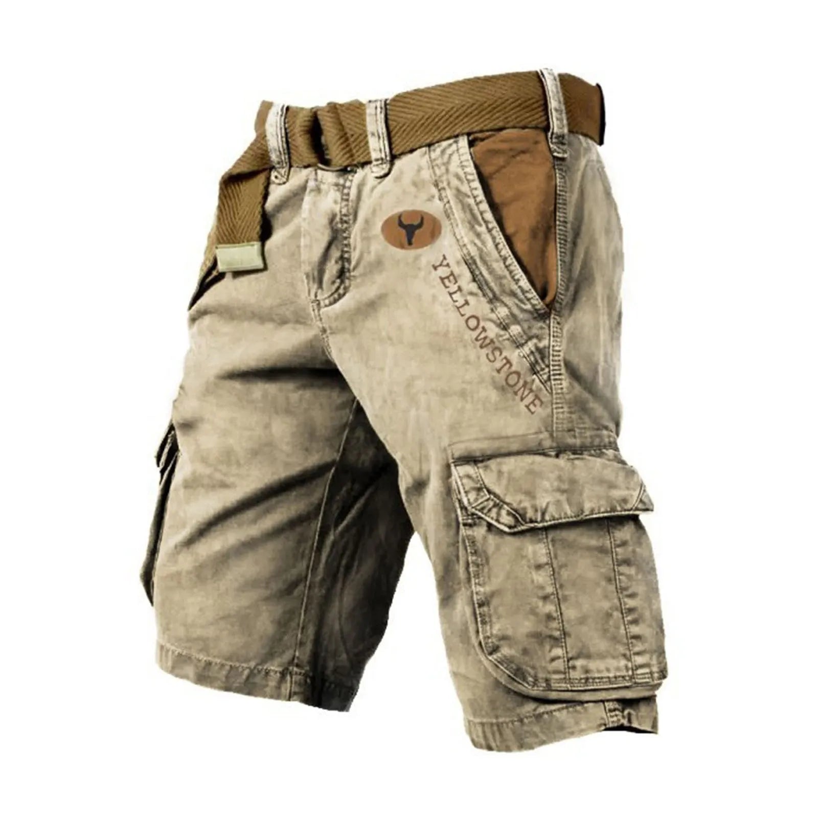 Retro Mens Shorts Overalls Sport Loose Wear Five Quarter Casual Pants With Pockets Summer Cargo Shorts For Man Ropa Hombre