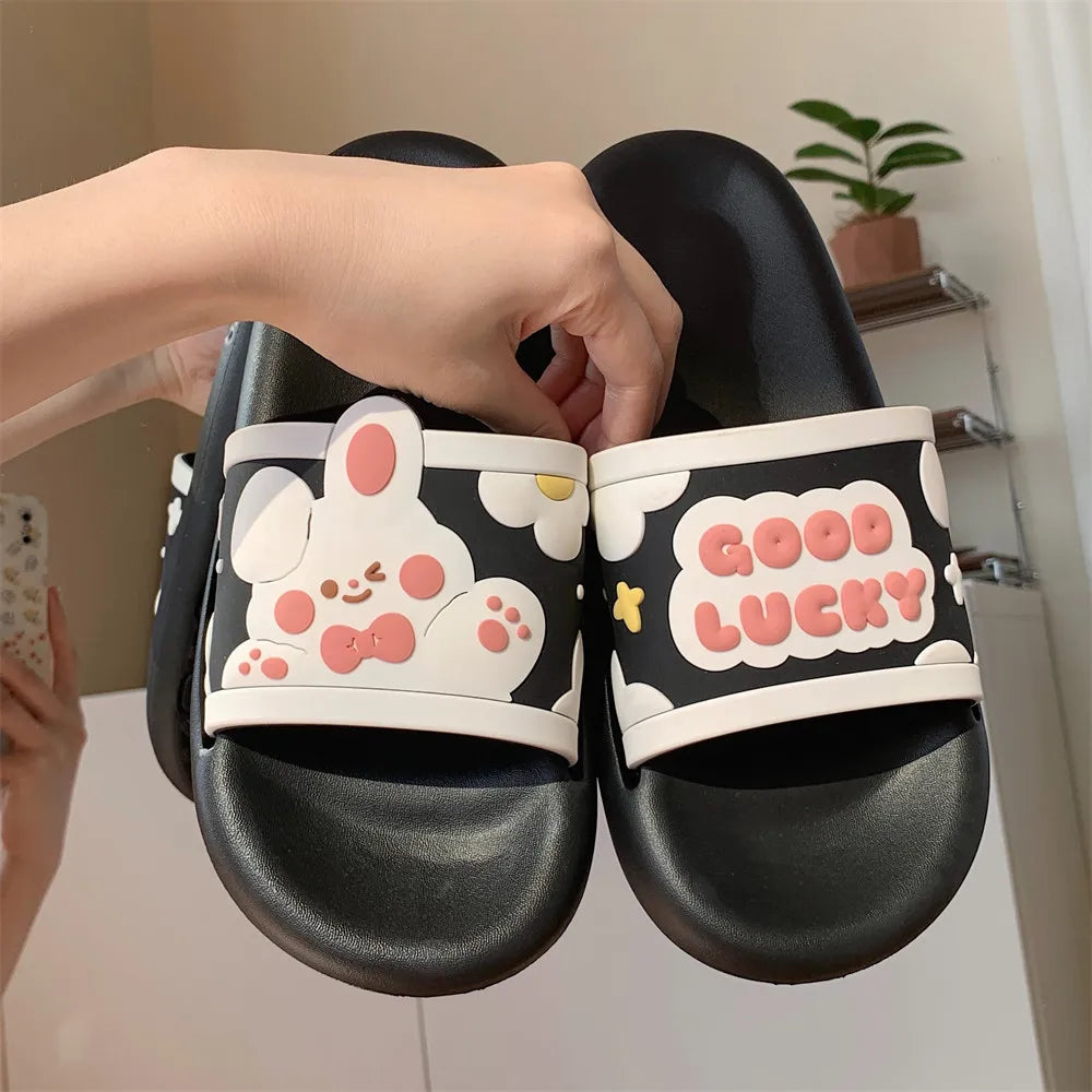 Thick Sole Women Slippers Personality Animals Design Slides Bathroom Beach Indoor Sandals Summer Couple Shoes