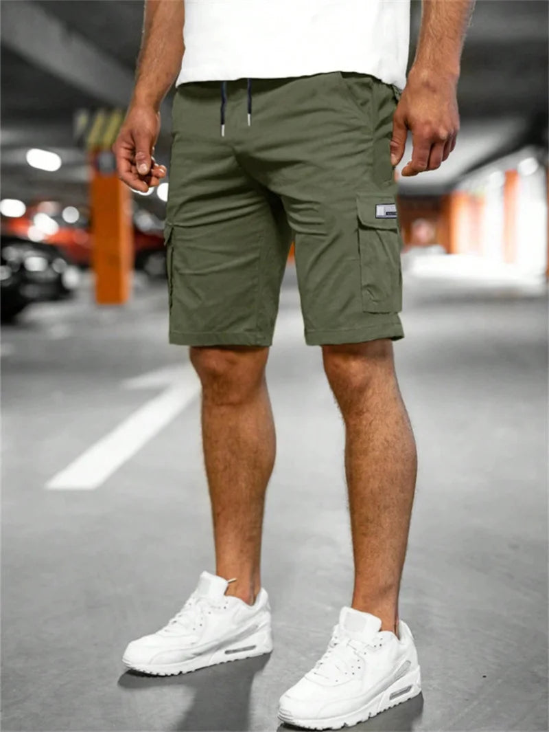 2025 New Men's Casual Cargo Shorts Outdoor Fashion Summer Loose Breathable Solid Color Multiple pockets Cargo men Woven Shorts