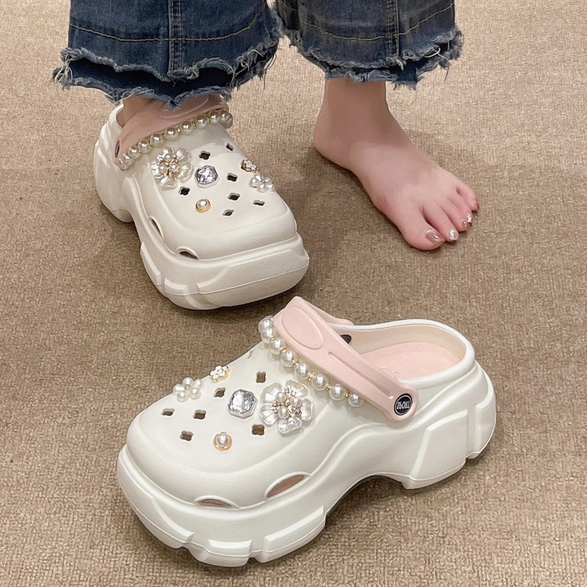 Thick Bottom Women Cave Shoes Heightened Platform Beach Sandals Fashion Comfortable Indoor Outdoor Slippers