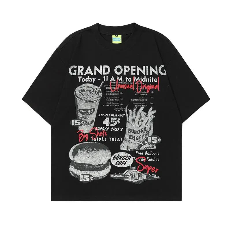 MAQVOB Top Quality EU US Size Street Wear Spring Summer Men Women Cotton Hamburger Printing Short Sleevet T-shirt