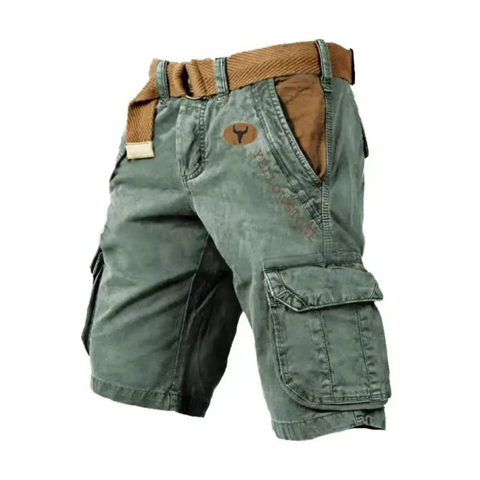 Retro Mens Shorts Overalls Sport Loose Wear Five Quarter Casual Pants With Pockets Summer Cargo Shorts For Man Ropa Hombre