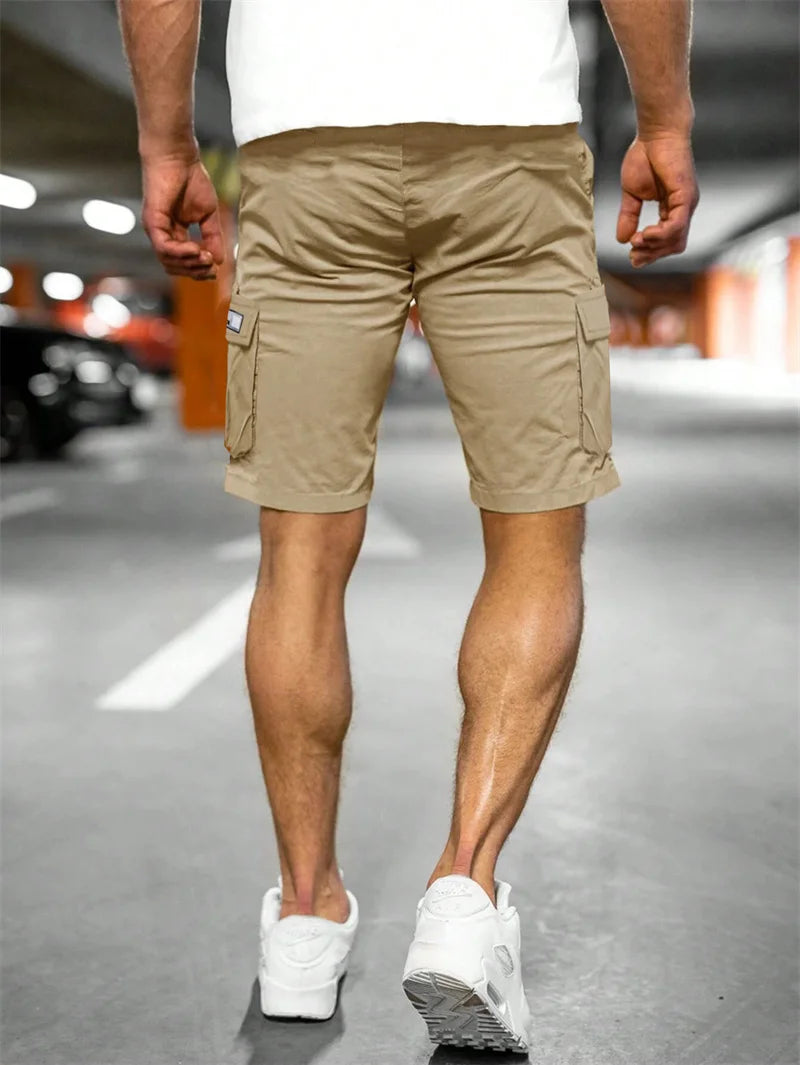 2025 New Men's Casual Cargo Shorts Outdoor Fashion Summer Loose Breathable Solid Color Multiple pockets Cargo men Woven Shorts