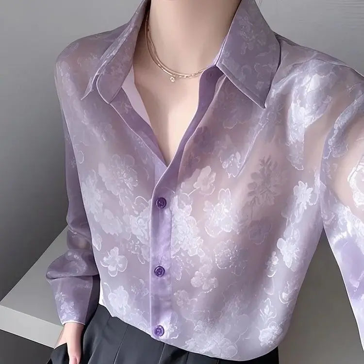 Sun-protective women's shirt, summer blouse, uniquely beautiful and stylish design, French-style top