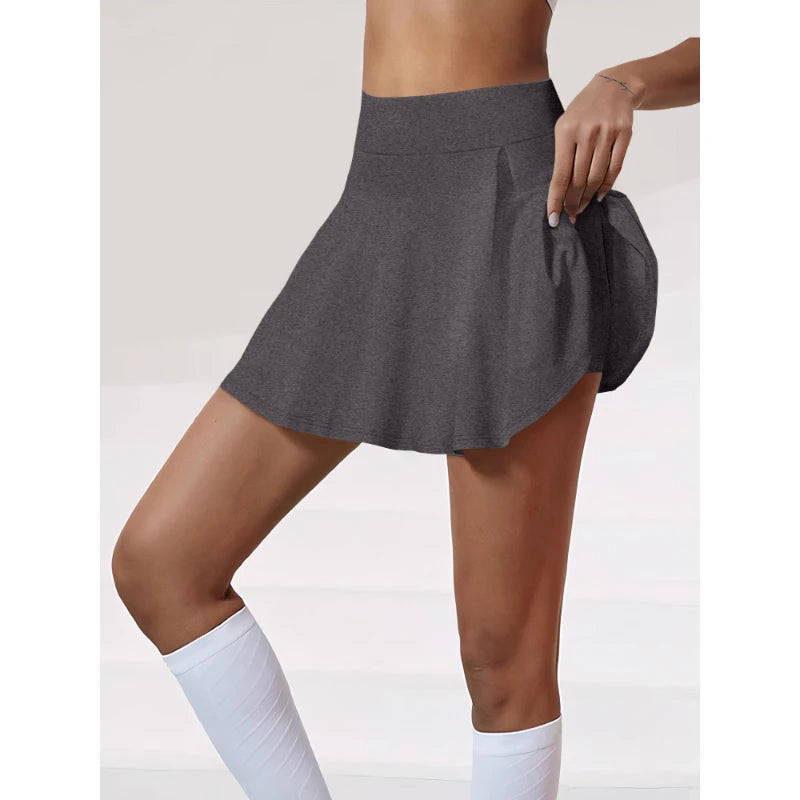 Ladies Skirts Sports Essentials Highly Stretchy Solid Colour Skirt Pants Double Layer Breathable Milk Silk Fabric Pleated Skirt