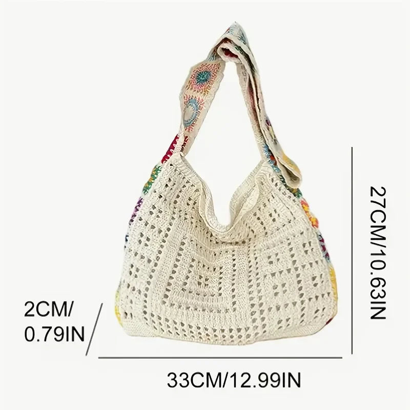 Women Knitted Shoulder Bag Crochet Tote Bag Fashionable Handbag Summer Beach Bаg