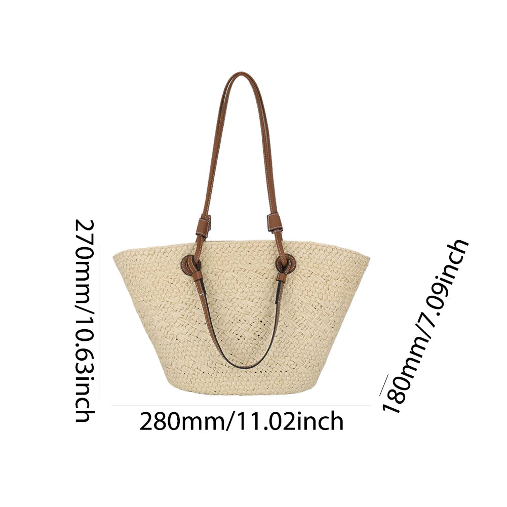 Straw Woven Tote Bags for Women Shoulder Raffia Bag 2024 Rattan Large Shopping Basket Beach Bag Luxury Crochet Handbag Tote Bag