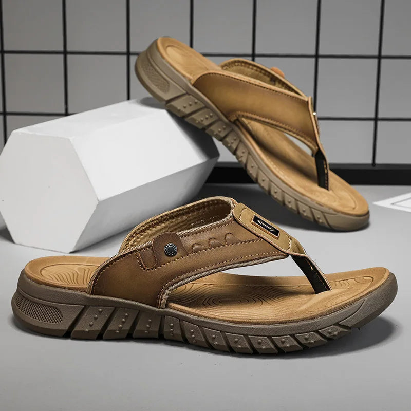 Mens Casual Slippers Summer Outdoor Open Toe Beach Shoes Soft Bottom Comfortable Vacation Indoor Sandals Fashion Non Slip Breath