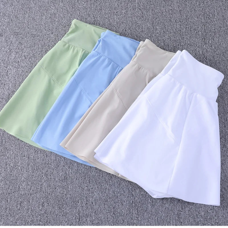 Fake two-piece anti-transparent sports short skirt high-waist yoga skirt running quick-drying tennis badminton pleated skirt pan