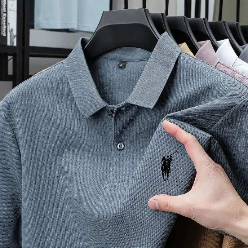 2025 SS Men's 100% Cotton Printing Embroidered Breathable Polo Shirt Letter Print Loose Fit Urban Casual Short Sleeve