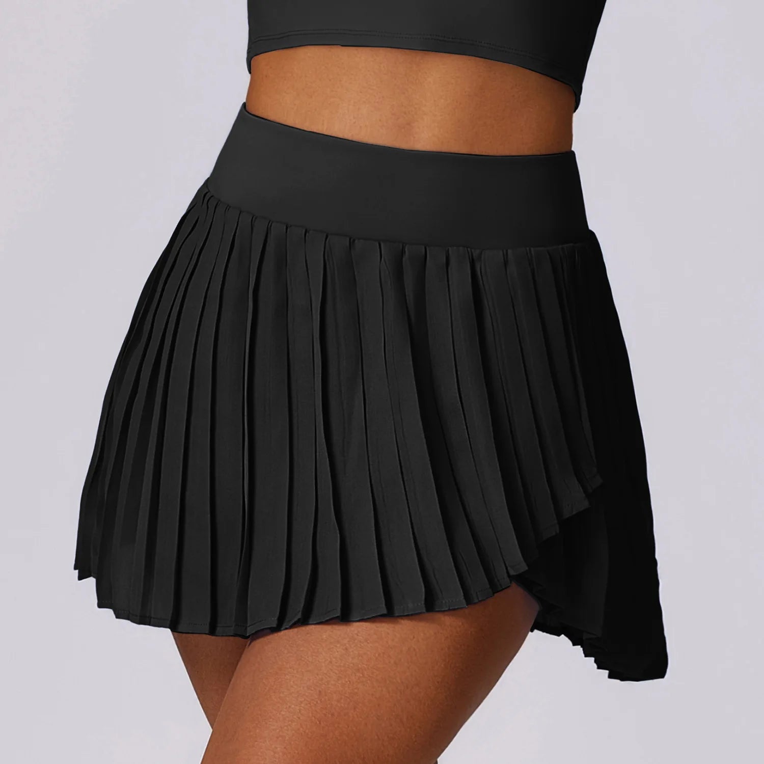 2025 Womens Tennis Skirt with Shorts Plisse Gym Running Golf Yoga Sexy Sportswear Black