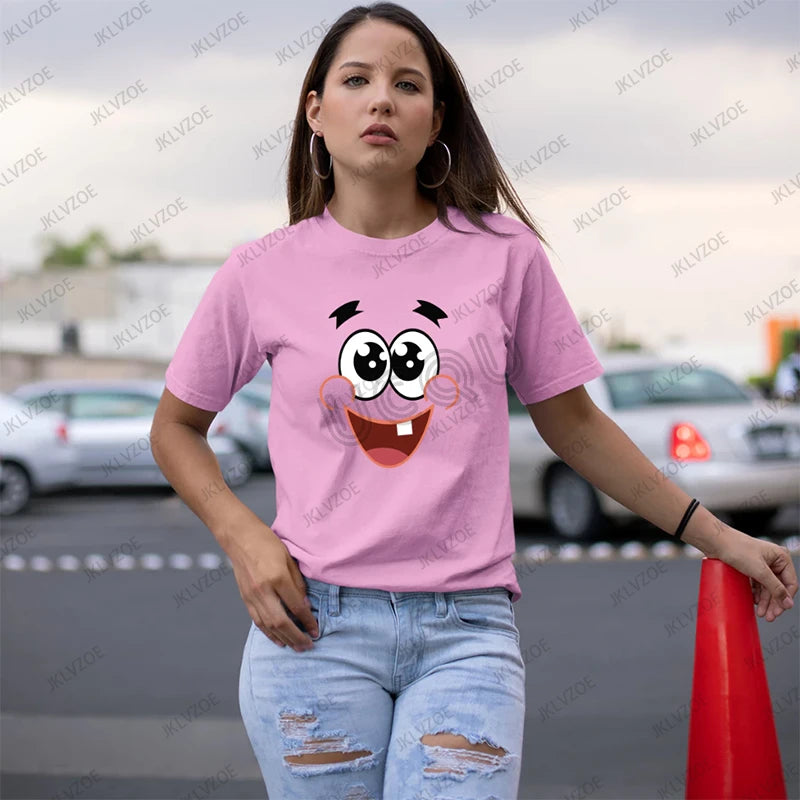 Summer New Cute Cartoon SpongeBob Printed T-shirt For Women Men Kawaii Clothes Short Sleeve O-neck Tees Casual Oversize Tops