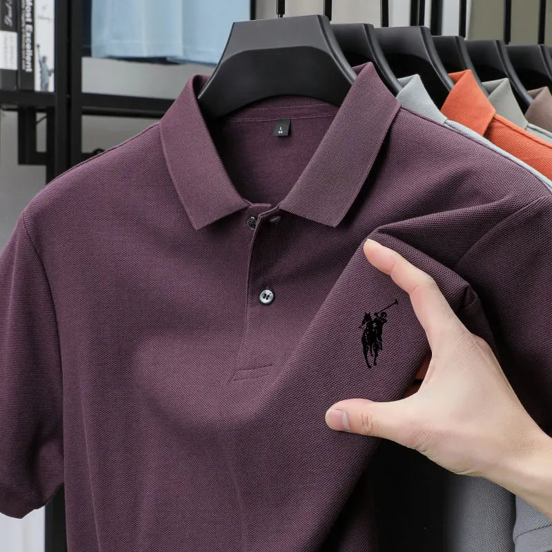 2025 SS Men's 100% Cotton Printing Embroidered Breathable Polo Shirt Letter Print Loose Fit Urban Casual Short Sleeve