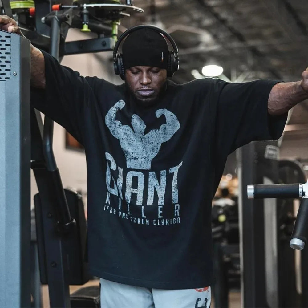 2025 Summer Gasp Trend Brand Men's Strength Gym Tee Print Short-sleeved Pure Cotton Casual High-quality T-shirt Couple Tee