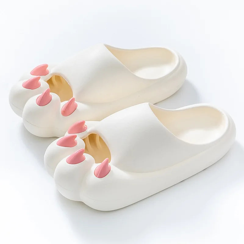 Women's Summer Slippers 2025 Beach Cute Cat's Paw Slippers Ladies Casual Comfort Flats Flip Flops Couple Home Slides Sandal