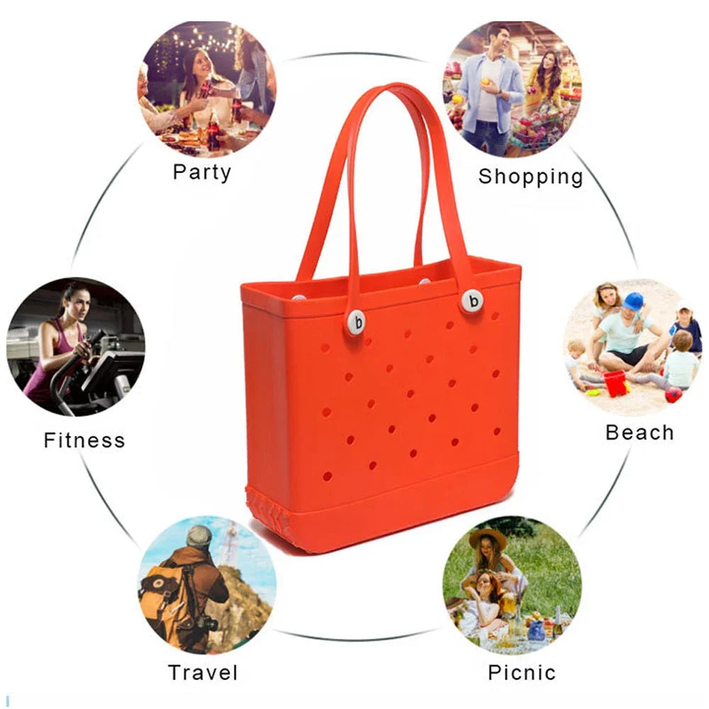 Beach bogg Bag Tote Silicone Basket Waterproof Travel Jelly Handbag Women Picnic Basket Multi-Purpose Croc Handbag Shopping Bags