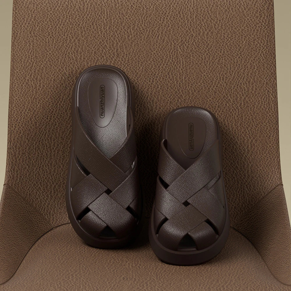 ZHIDA Comfort Thick Soled Slippers Men Summer Outdoor Waterproof Breathable Beach Shoes Fashion Soft Soled Sports Sandals