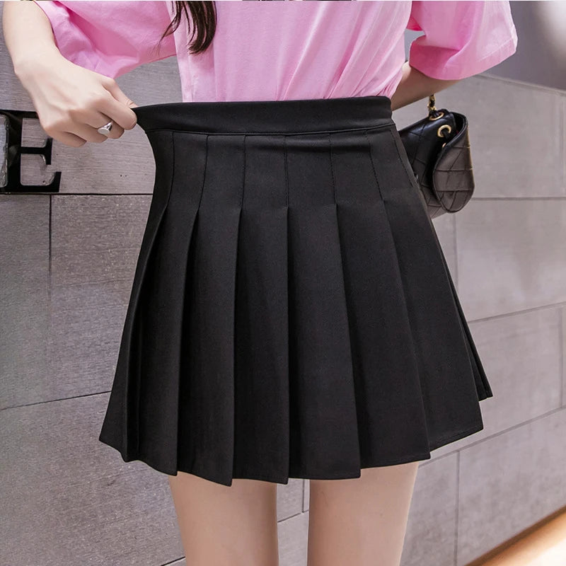Summer High Waist Pleated Skirt Women Saias Vintage Sexy Mini Skirts Faldas Harajuku Casual Jupe Streetwear Woman Clothes New