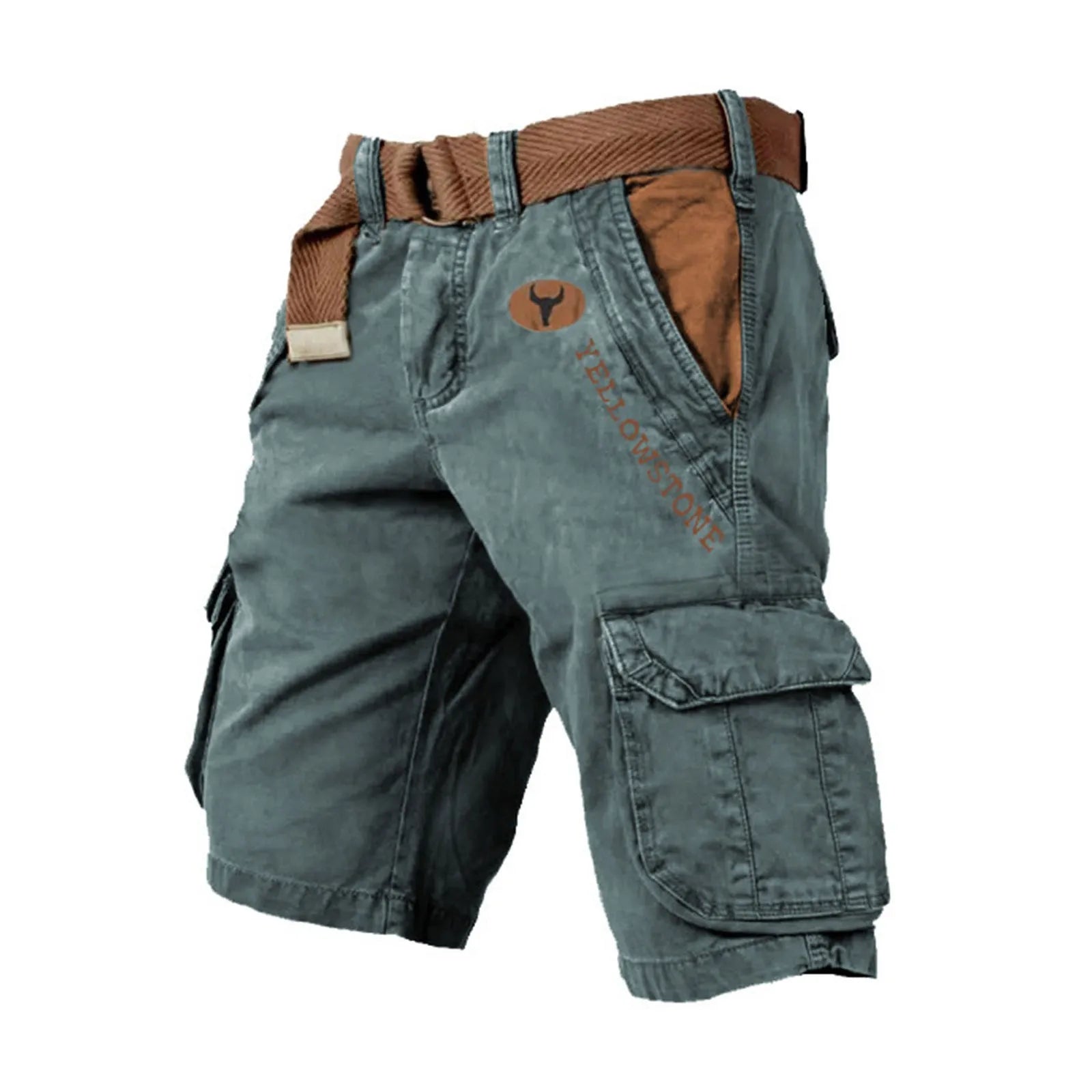 Retro Mens Shorts Overalls Sport Loose Wear Five Quarter Casual Pants With Pockets Summer Cargo Shorts For Man Ropa Hombre