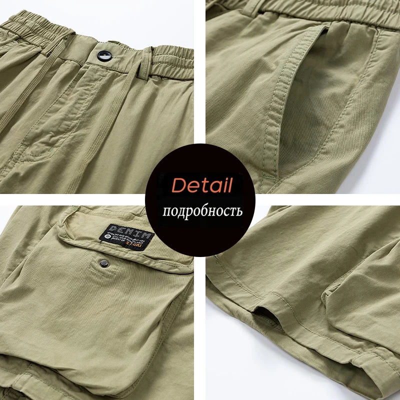 Summer Men Cotton Cargo Shorts Mens Jogger Sport Casual Beach Shorts Man Bermuda Streetwear Outdoor Fashion Shorts Pants Trouser