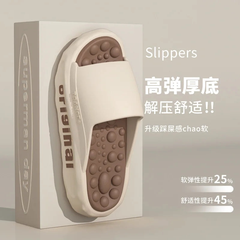 Men Summer Four Season Outdoor Slippers Men and Women Beach Seaside Anti Slip Comfortable Slippers Fashionable One-line Slippers