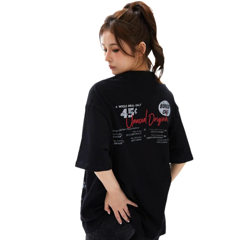 MAQVOB Top Quality EU US Size Street Wear Spring Summer Men Women Cotton Hamburger Printing Short Sleevet T-shirt