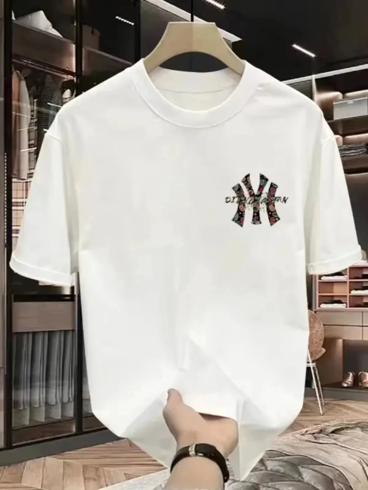 Summer 25 New Korean Men's and Women's High Quality Casual Crew-neck Print Short Sleeve Light Luxury Lovely T-shirt