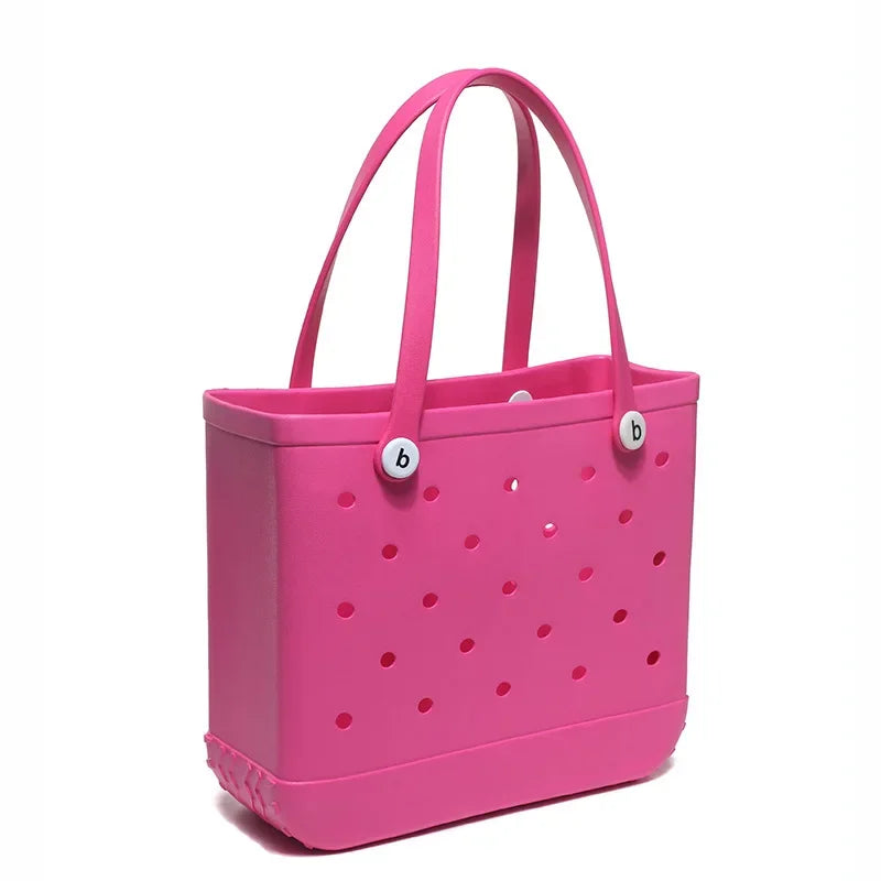 Beach bogg Bag Tote Silicone Basket Waterproof Travel Jelly Handbag Women Picnic Basket Multi-Purpose Croc Handbag Shopping Bags