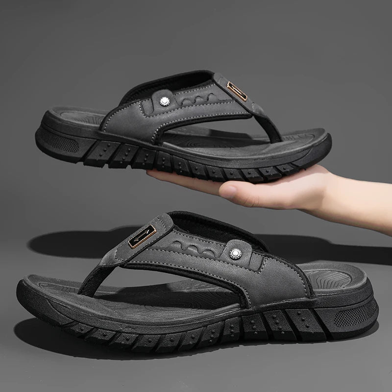 Mens Casual Slippers Summer Outdoor Open Toe Beach Shoes Soft Bottom Comfortable Vacation Indoor Sandals Fashion Non Slip Breath