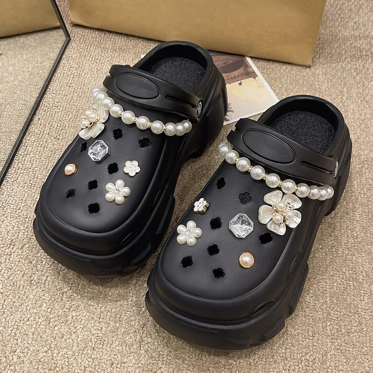 Thick Bottom Women Cave Shoes Heightened Platform Beach Sandals Fashion Comfortable Indoor Outdoor Slippers