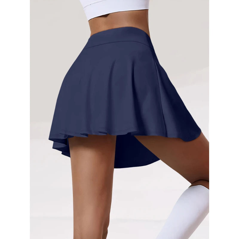 Ladies Skirts Sports Essentials Highly Stretchy Solid Colour Skirt Pants Double Layer Breathable Milk Silk Fabric Pleated Skirt