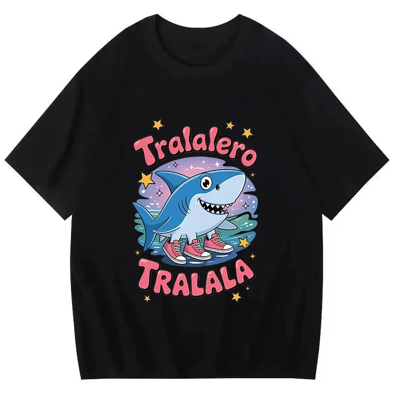 Tralalero Tralala Tung Sahur Bombardiro Crocodilo Tee Shirt Funny Italian Brainrot T-shirt Men Women Meme Print Top Short Sleeve