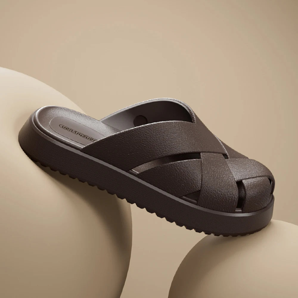 ZHIDA Comfort Thick Soled Slippers Men Summer Outdoor Waterproof Breathable Beach Shoes Fashion Soft Soled Sports Sandals