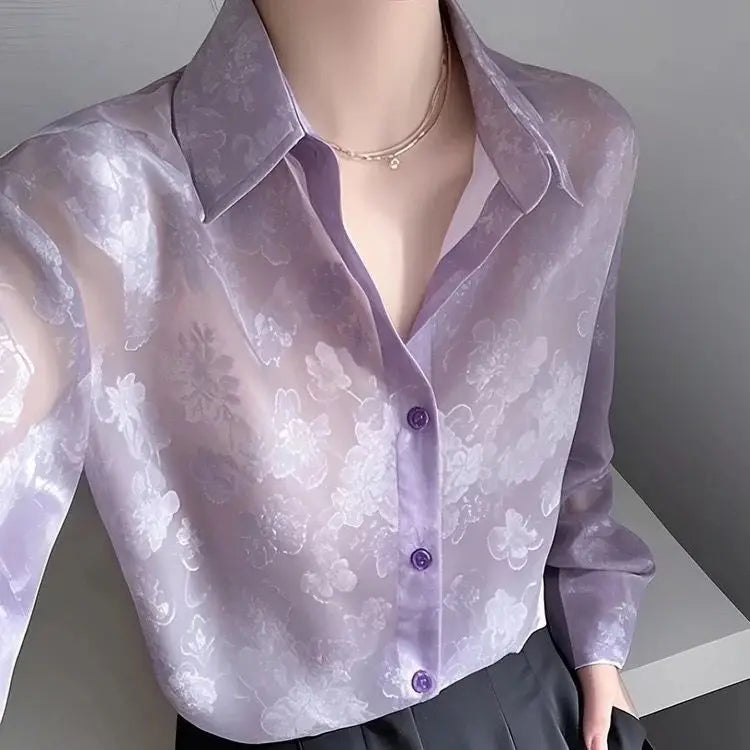 Sun-protective women's shirt, summer blouse, uniquely beautiful and stylish design, French-style top