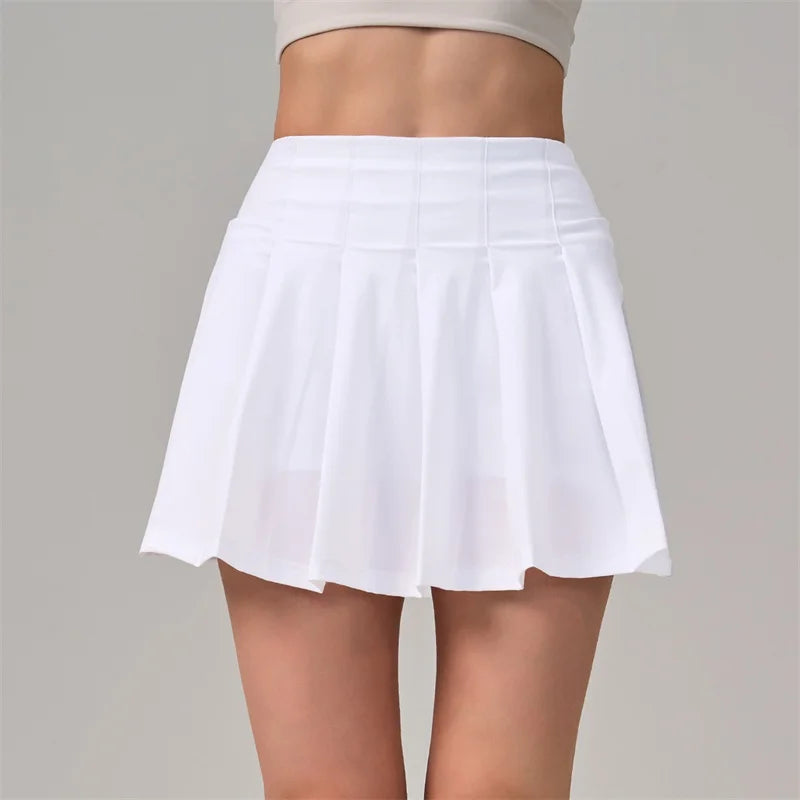 Aiithuug Crease Resistant Tennis Skorts Pockets Pleated Tennis Skort Sports Skirts Stretchy Running Shorts Skirt Golf Skorts