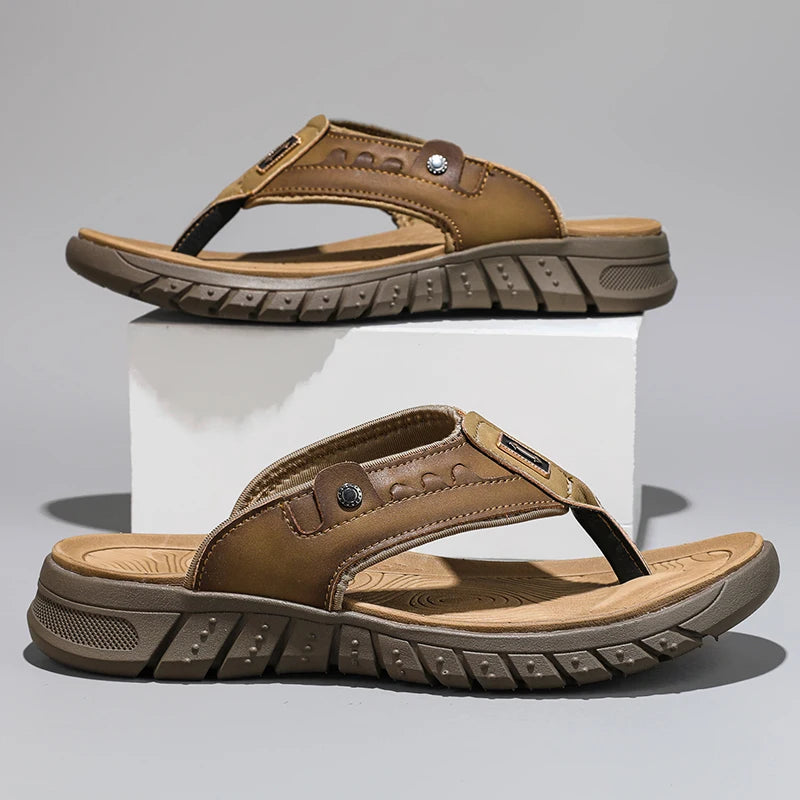 Mens Casual Slippers Summer Outdoor Open Toe Beach Shoes Soft Bottom Comfortable Vacation Indoor Sandals Fashion Non Slip Breath