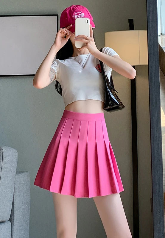 Summer High Waist Pleated Skirt Women Saias Vintage Sexy Mini Skirts Faldas Harajuku Casual Jupe Streetwear Woman Clothes New
